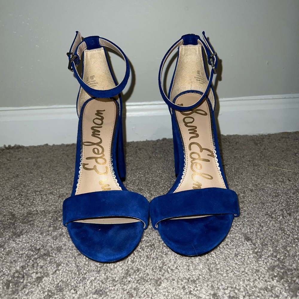 Sam Edelman Suede Blue Block Heels